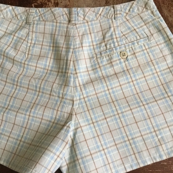 Vintage J. Crew Plaid Hi Rise Shorts 90s Tan - Sz 6 - Picture 5 of 8